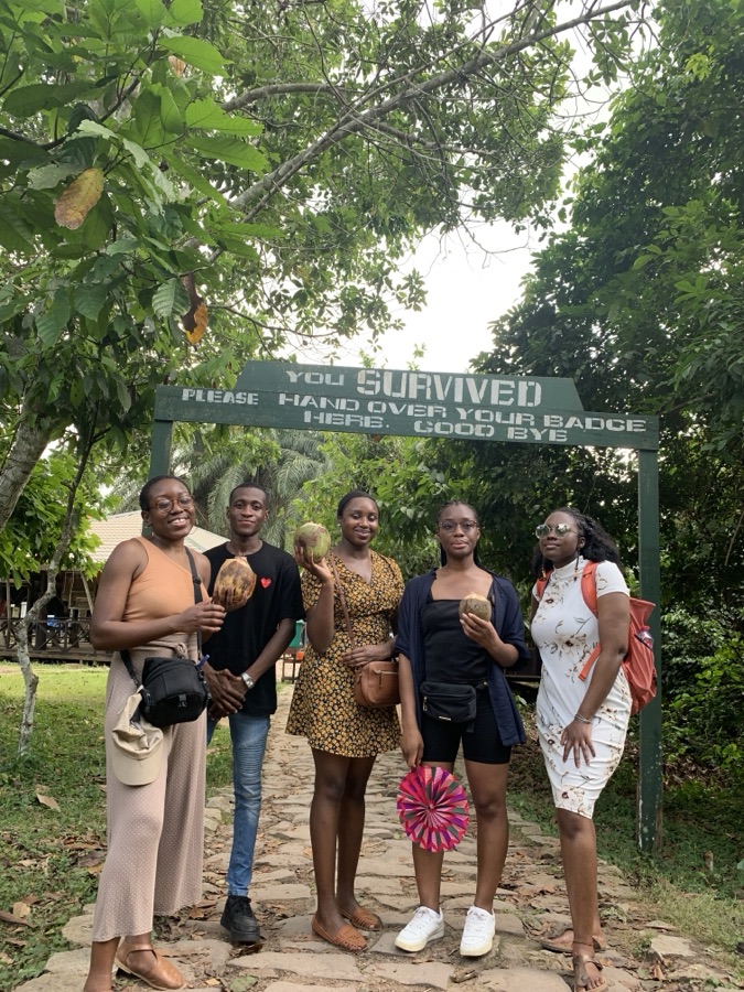 A guest group celebrating together after a multi-day Ghana trip